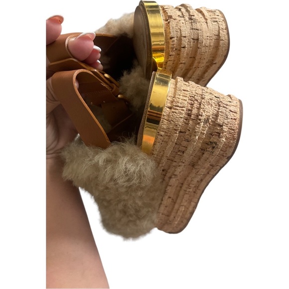 Chloe Wedge Beige Sandals - Picture 4 of 11